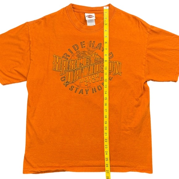 Harley Davidson Territorial Yuma AZ T Shirt Large Made USA Orange 2010 - Picture 7 of 8